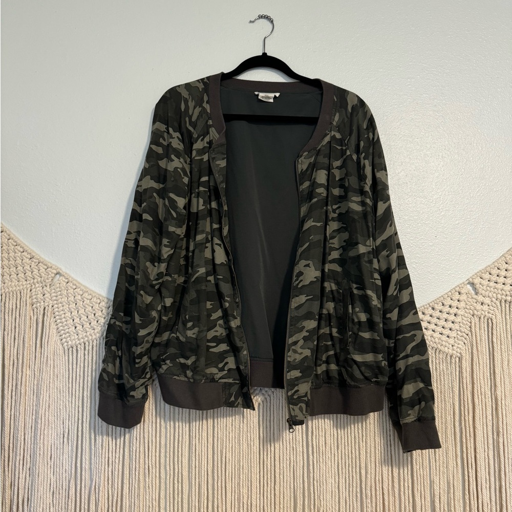 Camo print bomber jacket